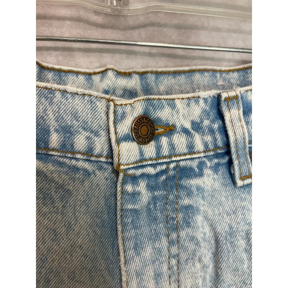 VINTAGE Levis Jean Shorts Mens 34 Blue Distressed Denim Jorts Orange Tab USA 90s